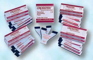 Изображение товара «Бумага артикуляционная Crosstex красно-синяя подкова 6 книжек*12 листов 89мкм N1»