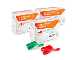 Ложка слепочная пластиковая №3 верхняя+нижняя (5 пар) синие шт. N1