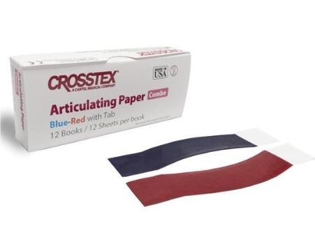 Бумага артикуляционная Crosstex красн/синяя 12 книжек*12 листов 100мкм N1